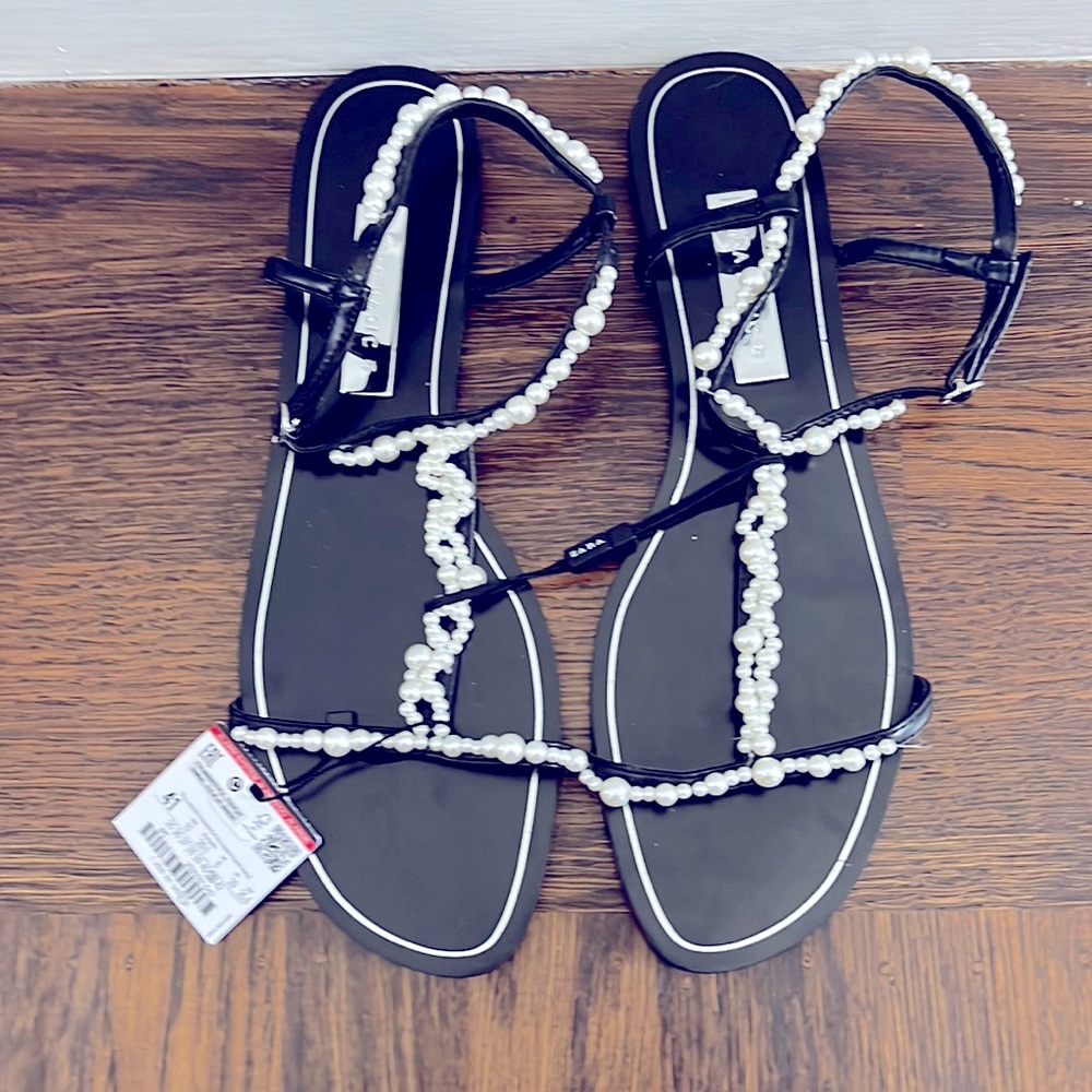 NWT Zara Pearl Sandals - size 41